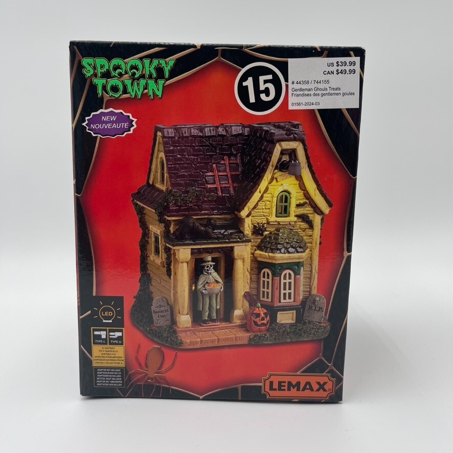 Lemax 2024 Spooky Town Gentlemen Ghouls Treats Lighted Halloween House 10744155 New