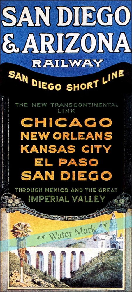 1928 San Diego Arizona Railway Vintage Poster Print Retro Bar Wall Art  