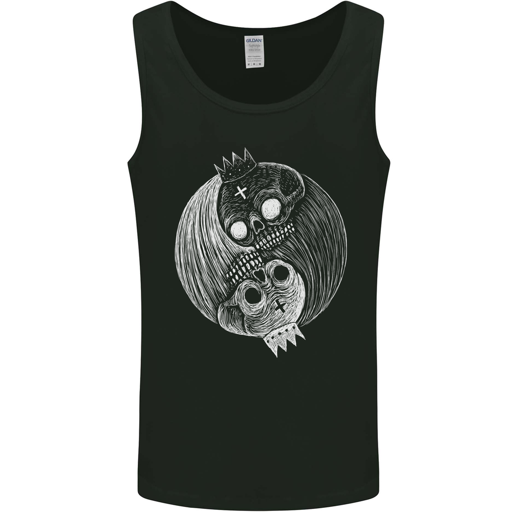 Yin Yang Skull Kings Gothic Tattoo Biker Mens Vest Tank Top