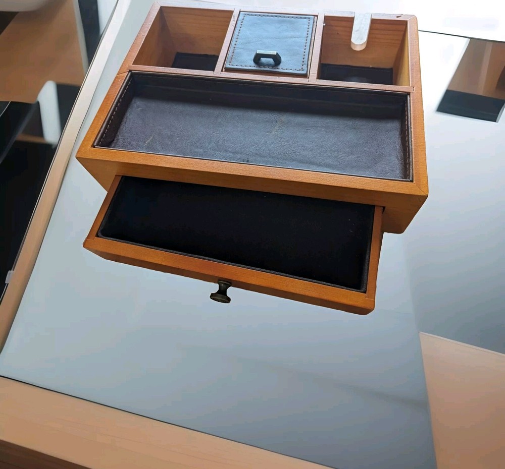 Wooden Jewelry Box Key Storage Bedside Organizer Phone Drawer 11