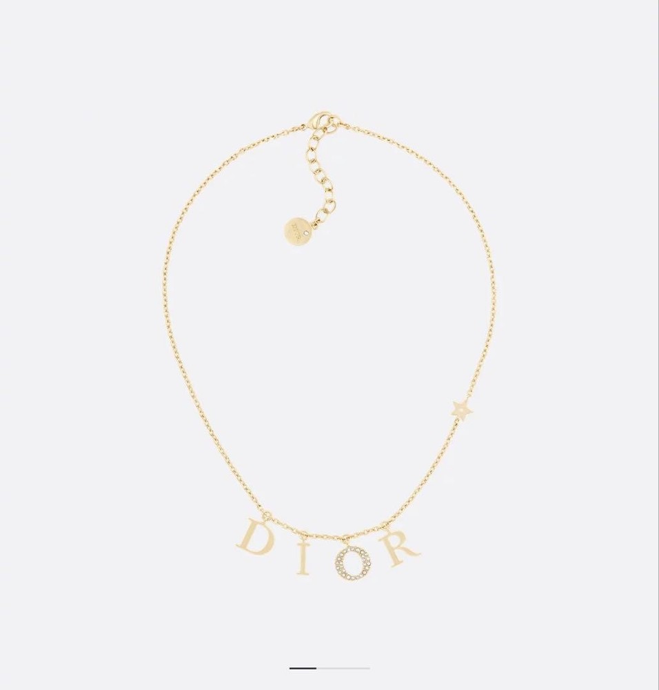 Dior Gold Logo Necklace Elegant Luxury Jewelry