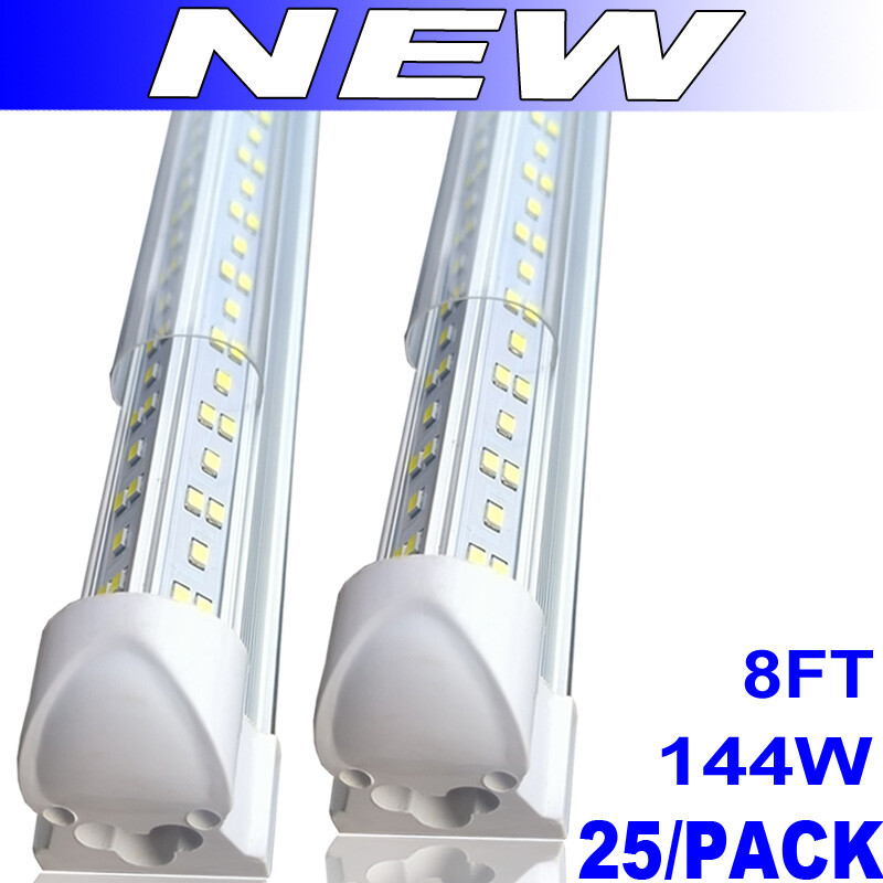 25PCS T8 8ft Led Tube Light Bulbs 144W 8Foot 8' Led Shop Light Fixture 6500K