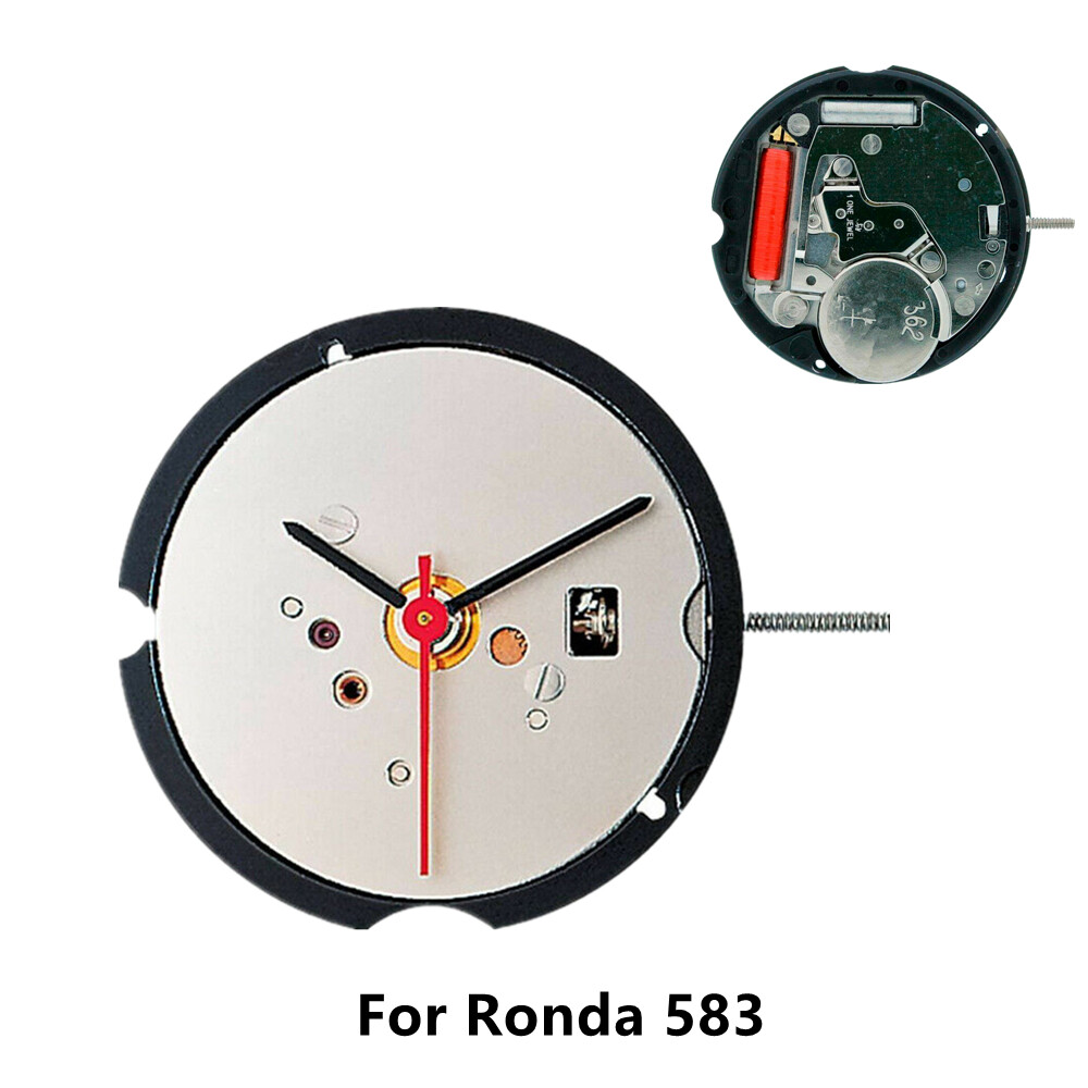 3 mm Thick 3-Hand Quartz Watch Movement No Calendar Ronda 583 Replacement