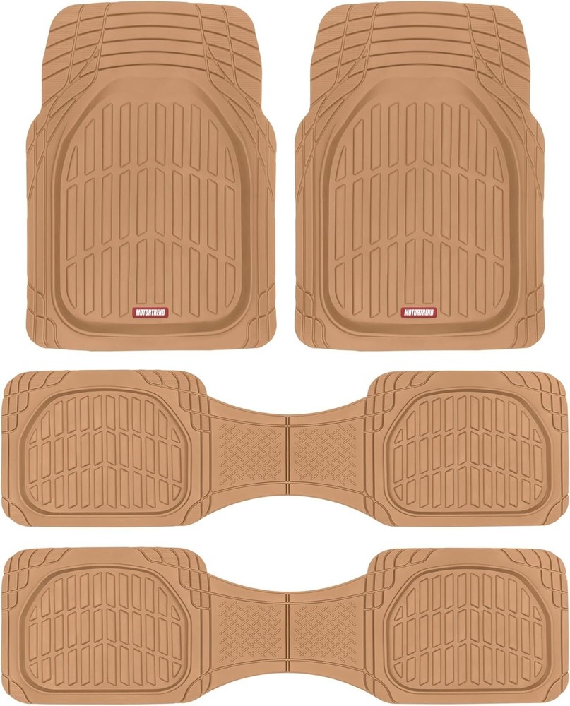 Durable Beige Rubber Floor Mats - Waterproof & Weatherproof for Cars and SUVs