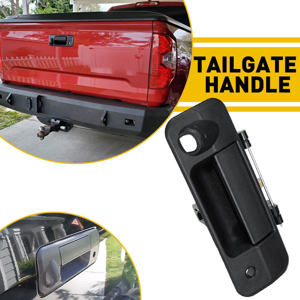 Tailgate Handle Liftgate Latch for 07-13 Toyota Tundra Camera w/Rear Hole Black