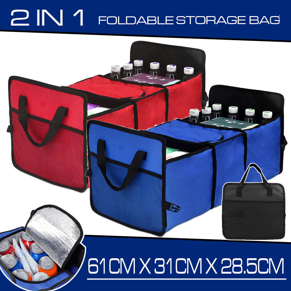 Collapsible Car Trunk Organizer Cargo Storage Box Net Universal Tidy Bag Cooler