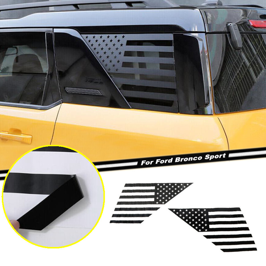 Ford Bronco Sport 21-24 Rear Window US Flag Black Decal Trim