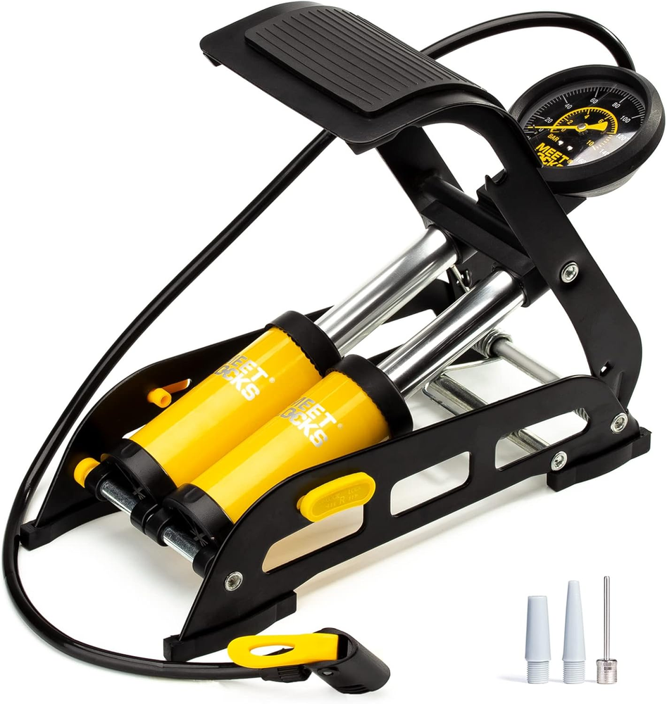 High-Pressure 160PSI Aluminum Bike Foot Pump with Dual Cylinders-image