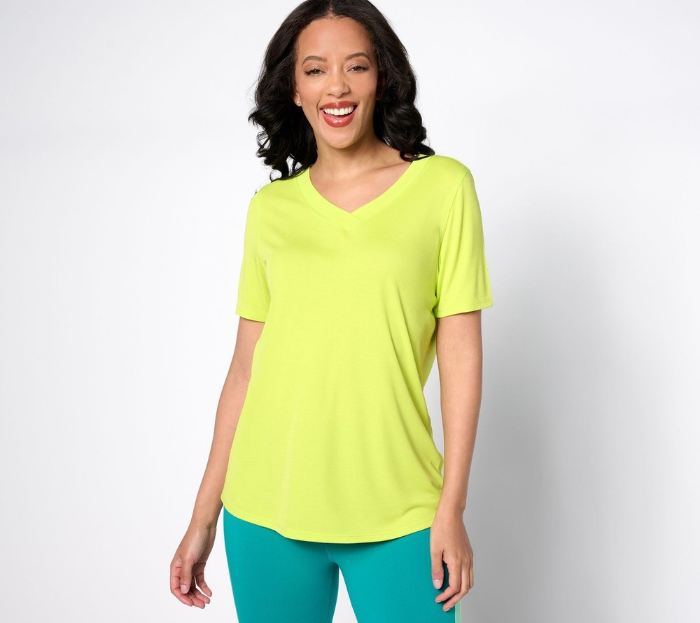Belle by Kim Gravel Women's Top Sz 2XS (XXS) Body Short Sleeve Green A587998