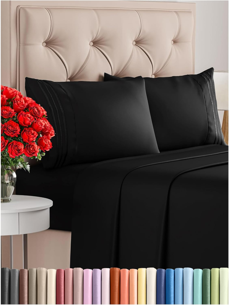 Queen Size 4-Piece Cooling Breathable Hotel-Quality Comfy Bed Sheet Set