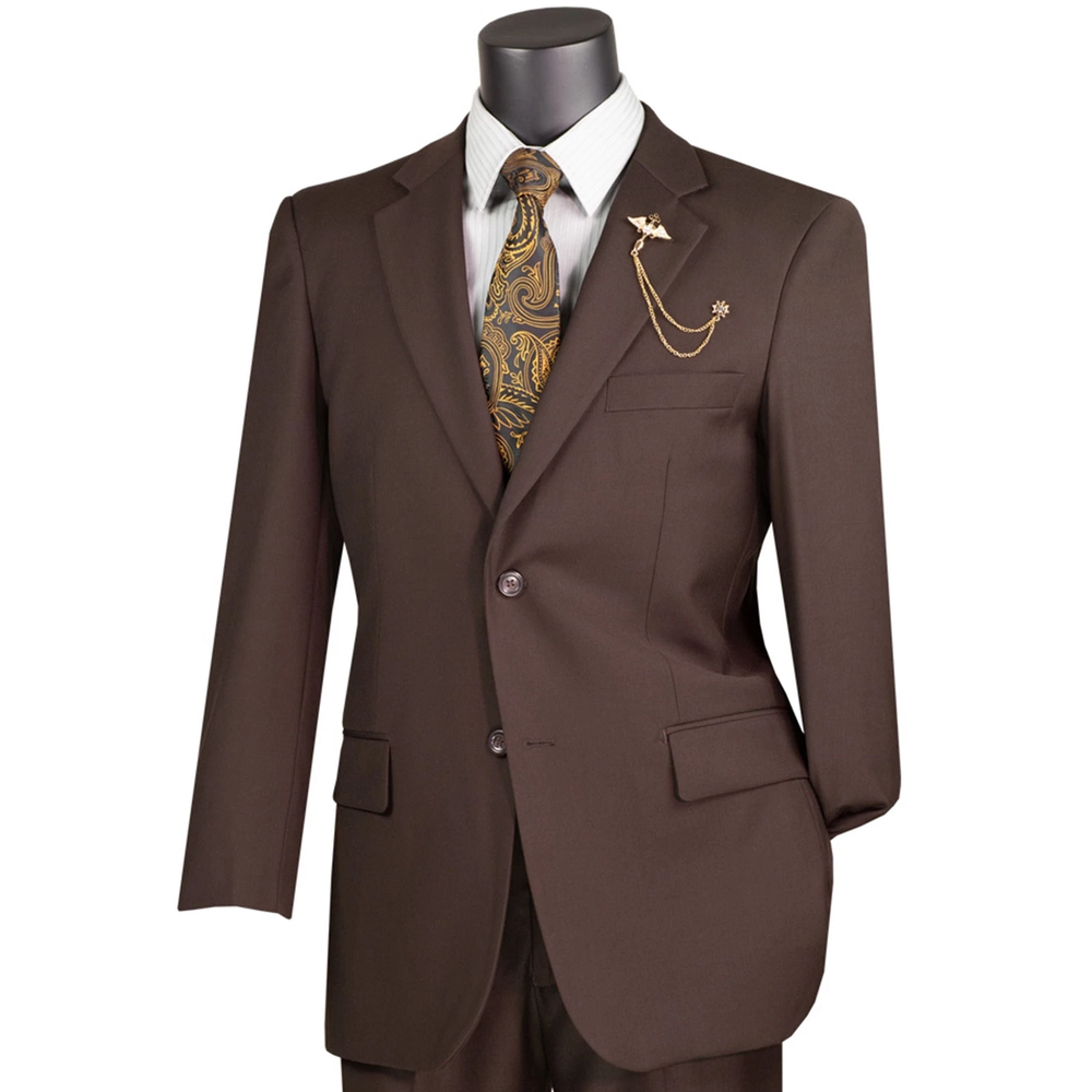 Men's Suit Brown 2-Button Suit w/ Adjustable Waistband Reg-Fit - NEW Custom