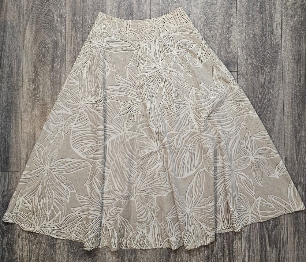 Vintage Austin Reed Tropical Long Maxi Skirt Gray Women’s Size 8 Linen Cotton