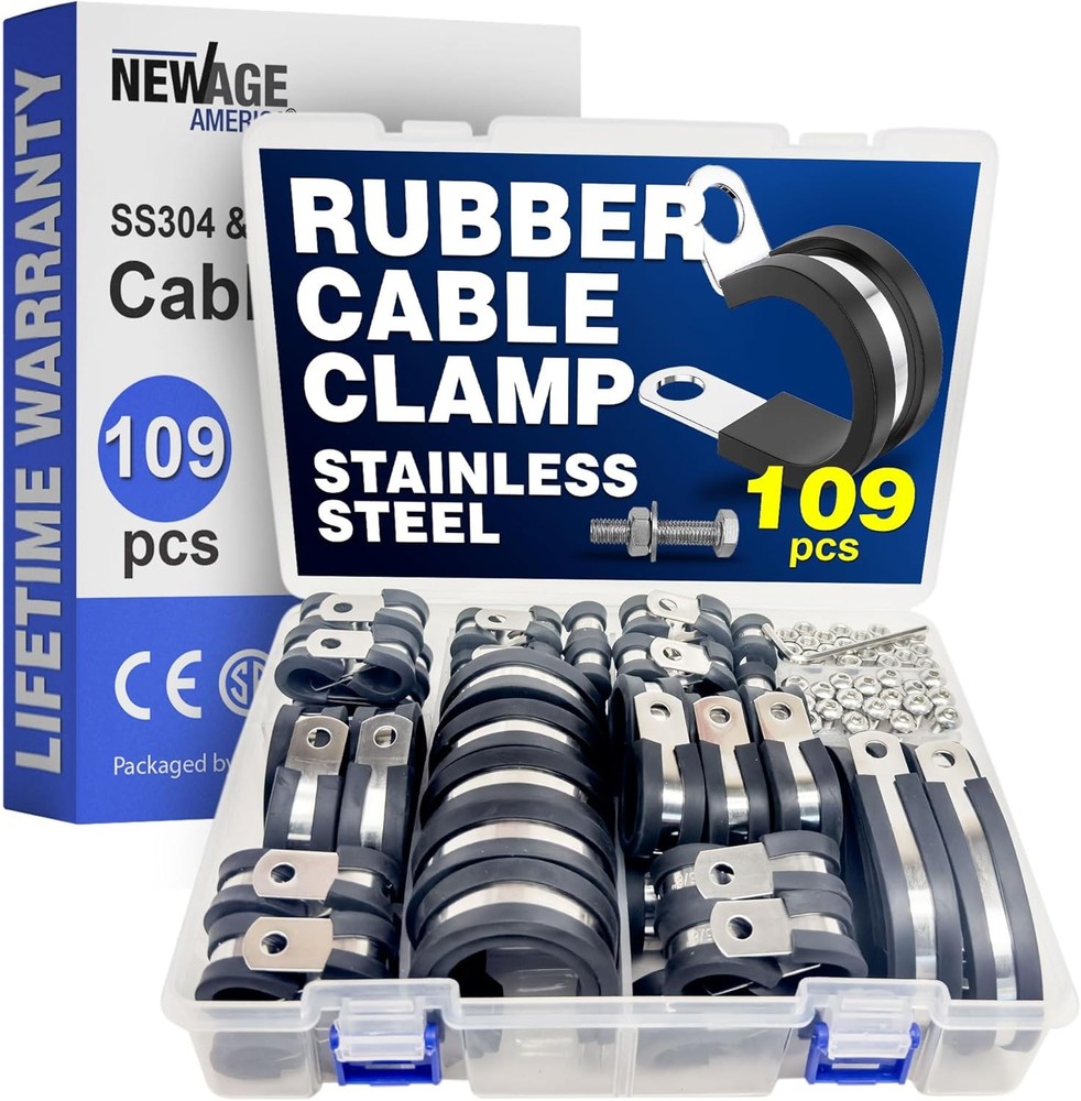 New Age America® 109pcs Cable Clamps Set & Bolts/Nuts/Washers/Allen Key | 3/16
