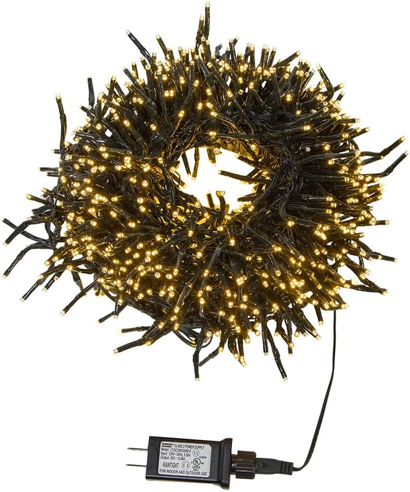Connectable Multi-Colored LED Cluster Garland Light Set, 348-Inch, Warm White