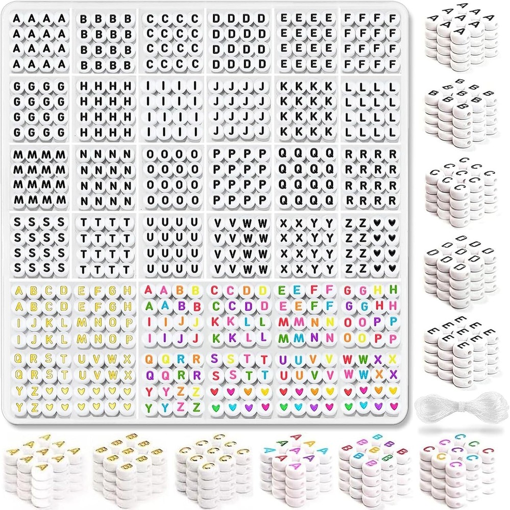 2080-Piece 3-Color A-Z Alphabet Letter Beads for DIY Jewelry Making and Friendship Bracelets