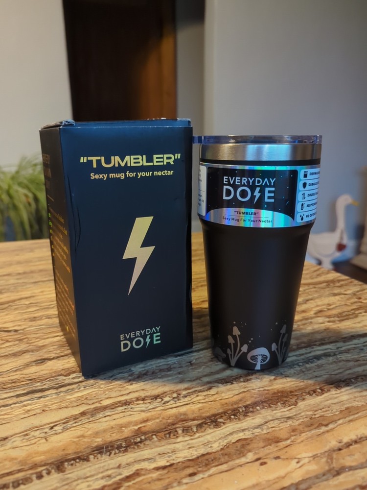 Everyday Dose 16oz Insulated Tumbler With Mushroom Design New In Box