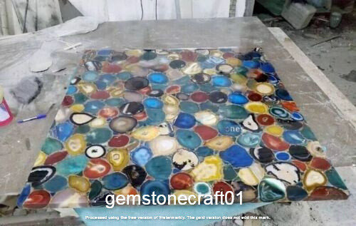 Natual Mix Agate Dining Table Top, Hallway Center Furniture, Cyber Monday Sale-image