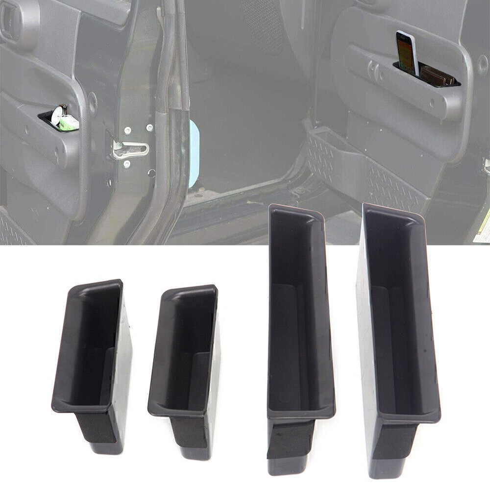 4PCS Side Door Grab Handle Storage Box Organizer For Jeep Wrangler JK JKU 07-10