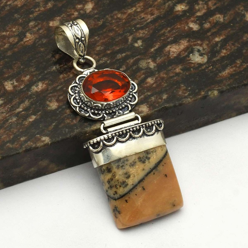 Dendrite Opal Garnet Gemstone Ethnic Handmade Pendant Jewelry 3