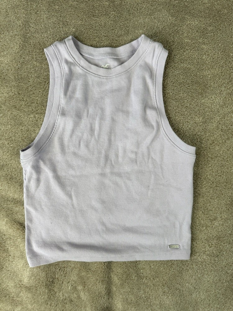 HOLLISTER High Neck crop Iight Purple,ribbed Tank Top, M