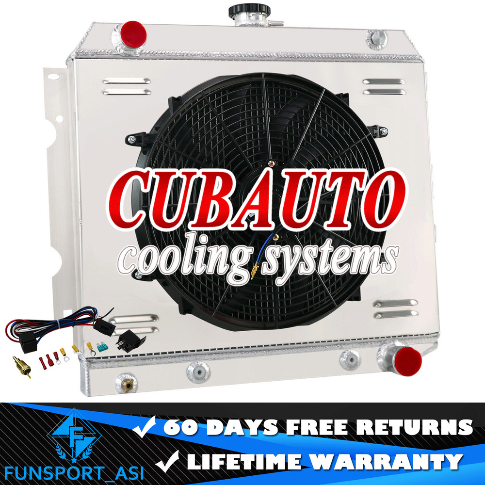 4-Row Radiator+Shroud Fan Relay For 1968-1972 Dodge Charger Plymouth Barracuda