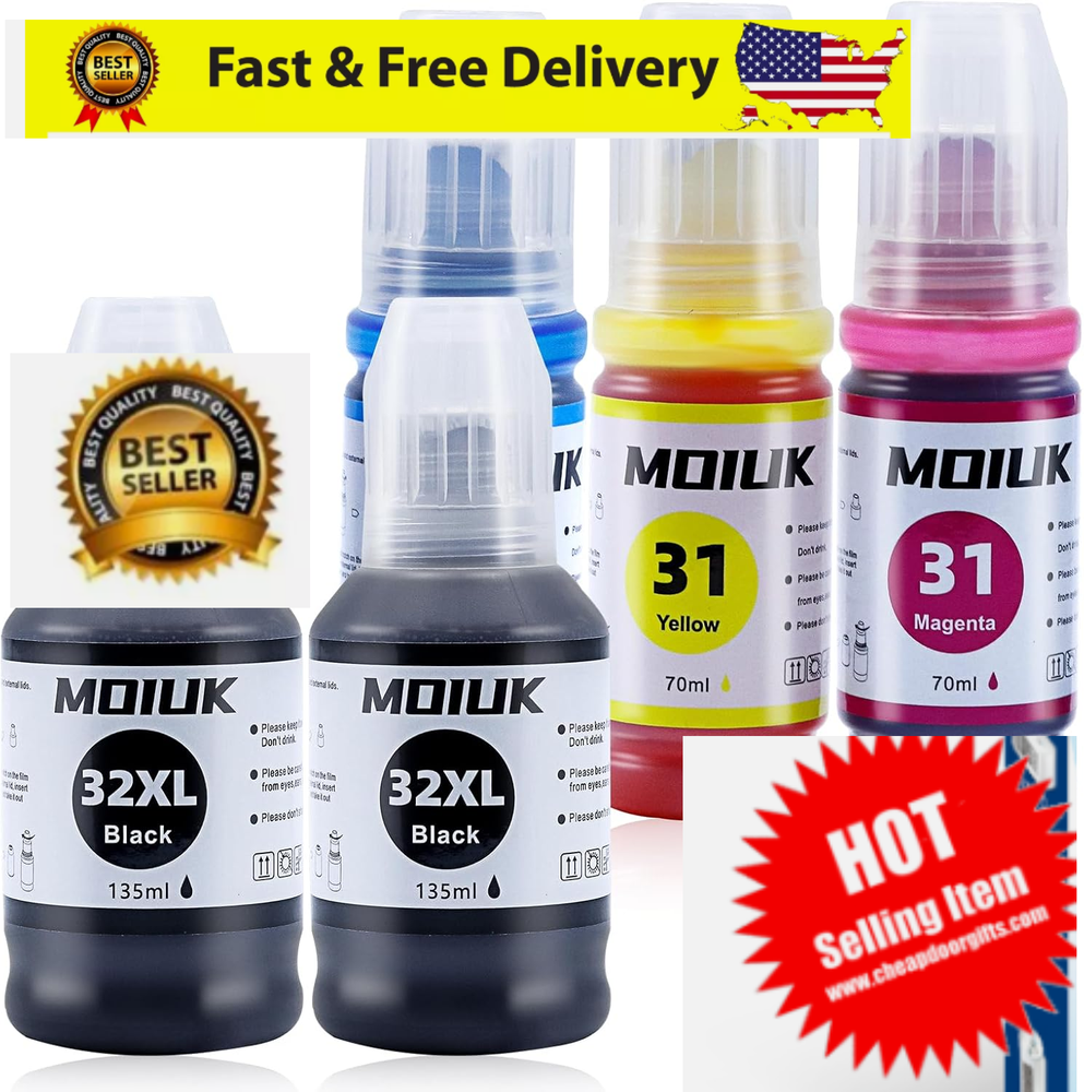 High Capacity Compatible Ink Refill Bottles for HP Smart Tank 7301 7602 5000 ...