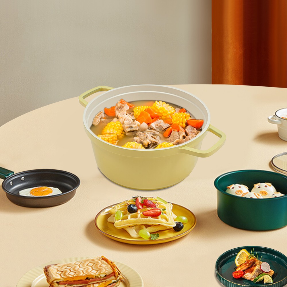 4L Ceramic Stew Pot with Lid for Braising Stewing and Roasting