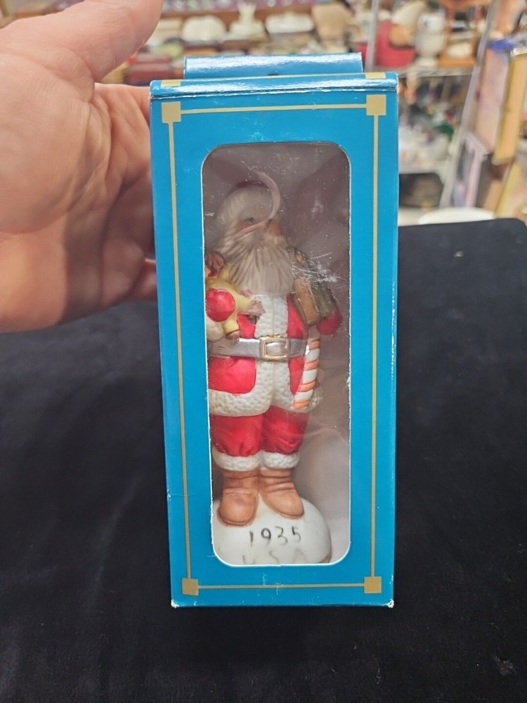 Vintage Old World Santa USA/1935 Porcelain Christmas Figurine In Box #1