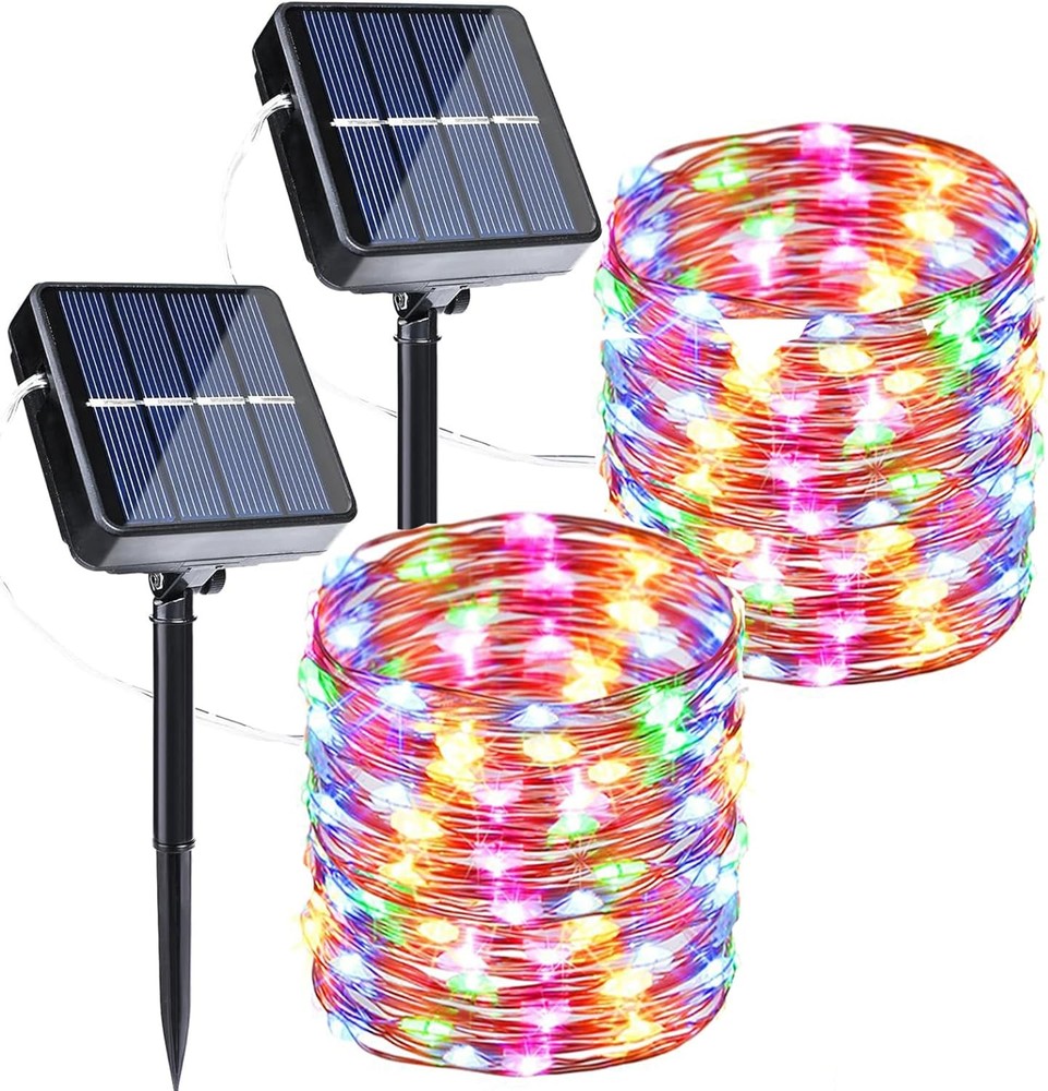 Joomer 80FT Solar Fairy Lights 2-Pack 240LED Multicolor Outdoor String Lights