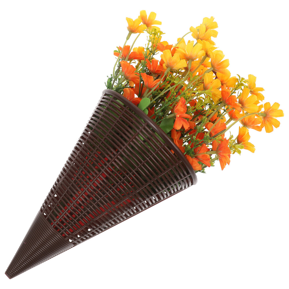 Fake Wall Hanging Floral Basket with Artificial Faux Flowers