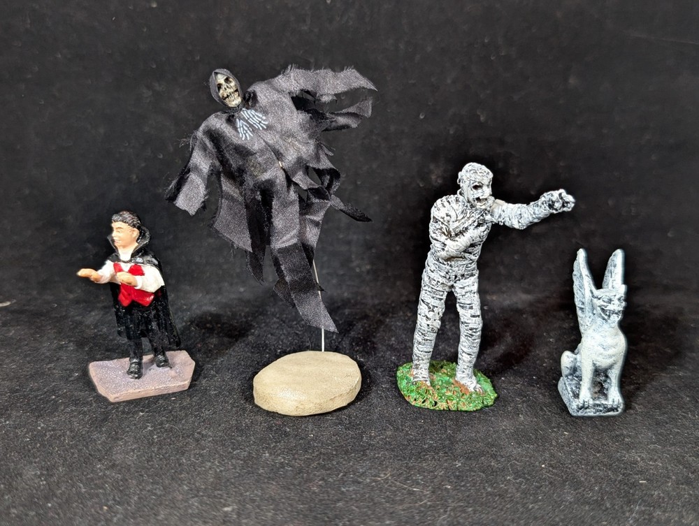 LEMAX Spooky Town Halloween Figurine Lot - Vampire Banshee Mummy Gargoyle