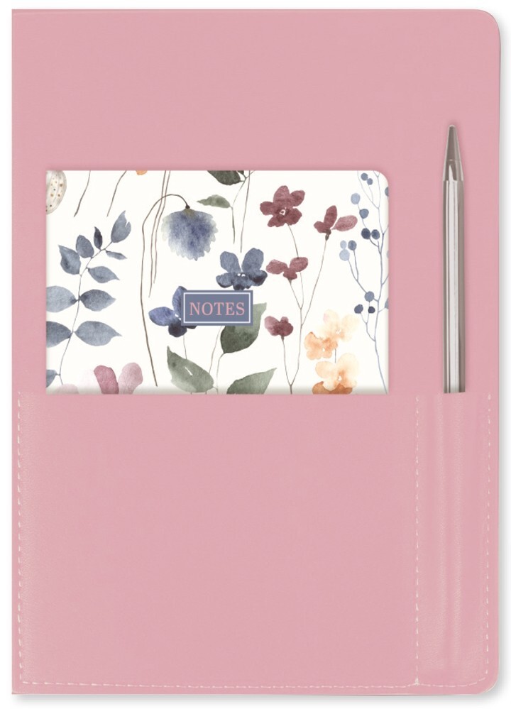 A5 Pink Floral Notebook Set with Wild Bloom Cover Lined Dotted Pages & Pen  