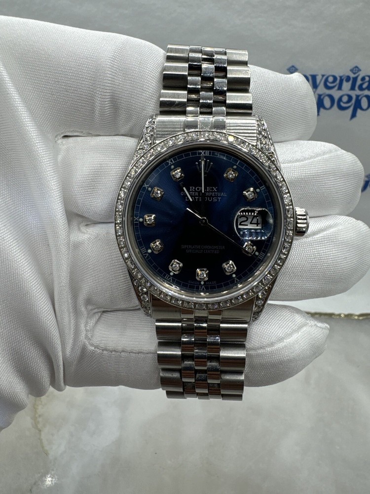 Rolex Diamond Bezel & Diamond Dial Jubilee Band Blue Dial
