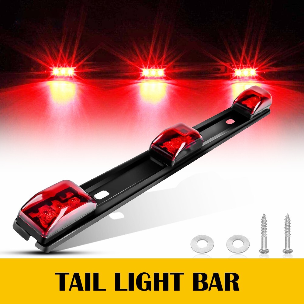 9-LED Red Stainless Tail Steel Brake Light Bar Signal Light Pickup truck trailer