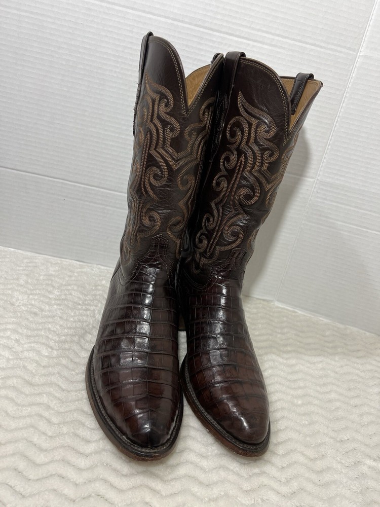 Lucchese 1883 Men's Handmade Brown Crocodile Cowboy Boots Size 9.5D