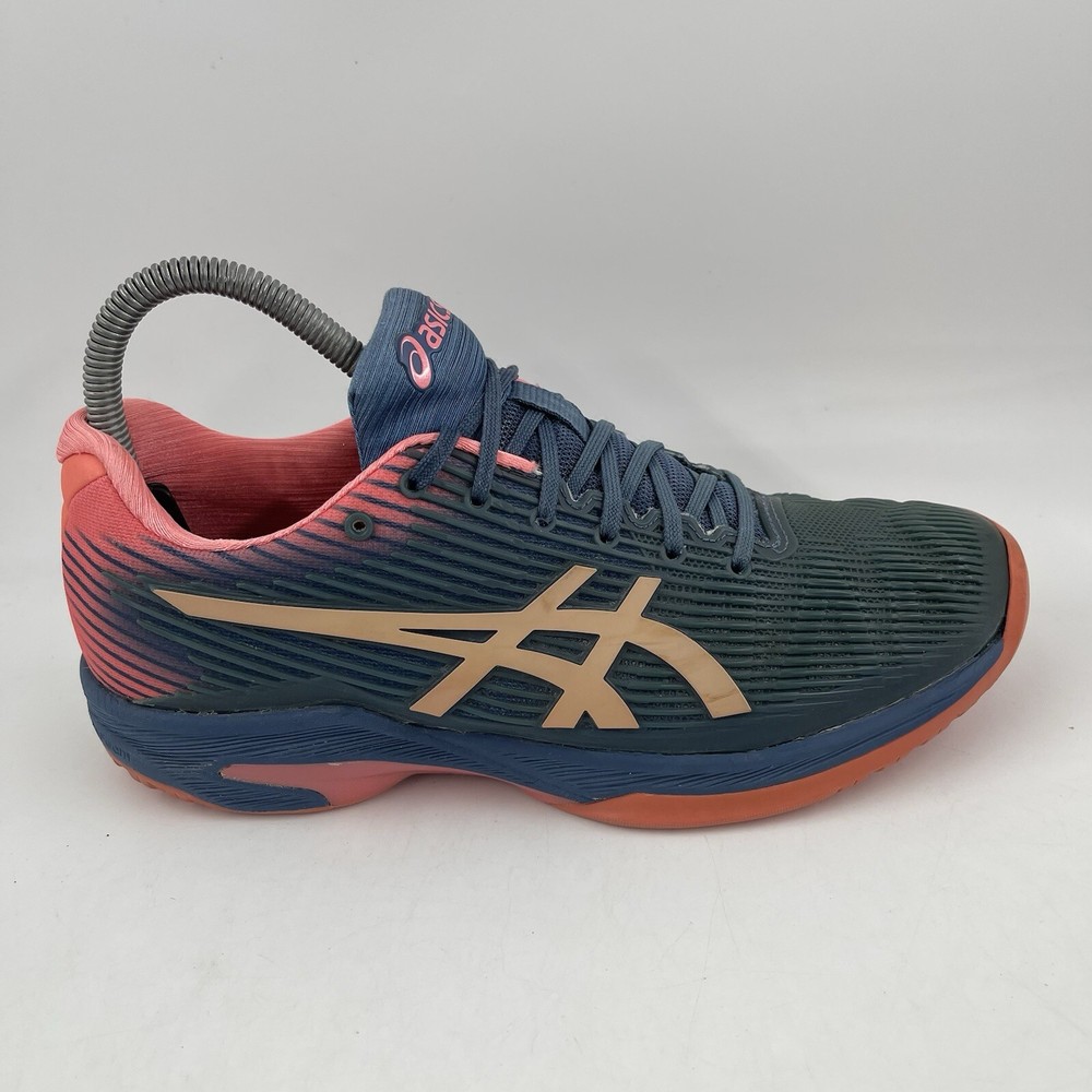 ASICS Womens Solution Speed FF Dark Teal Coral Running Shoes Size 7