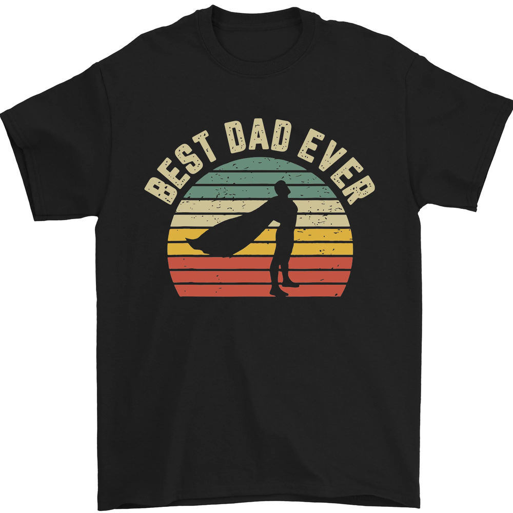 Best Dad Ever Superhero Funny Fathers Day Mens T-Shirt 100% Cotton