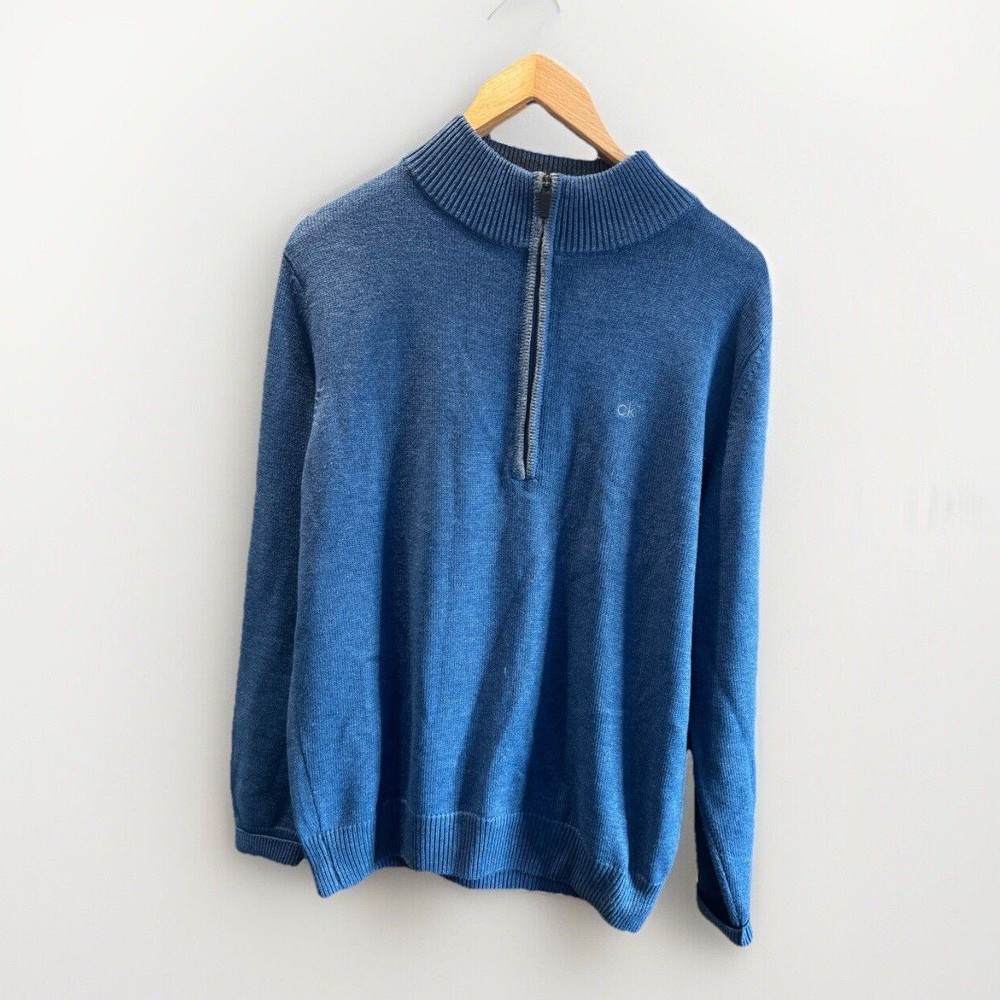 Men’s Calvin Klein Golf Half￼ Zip Jumper Size Medium Blue Knitted