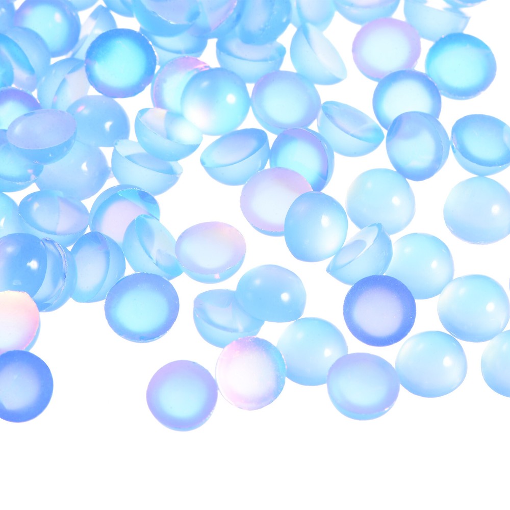 100pcs Cat Eye Resin Beads, 6mm Flatback Round Dome Beads Navy Blue