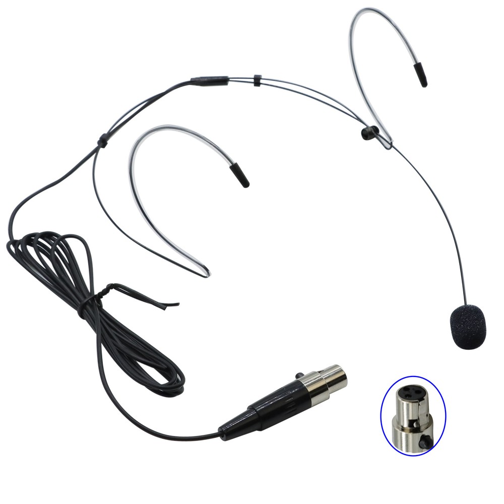 Black Headset Microphone For AKG Samson Wireless TA3F 3pin Mini XLR Dual EarHook