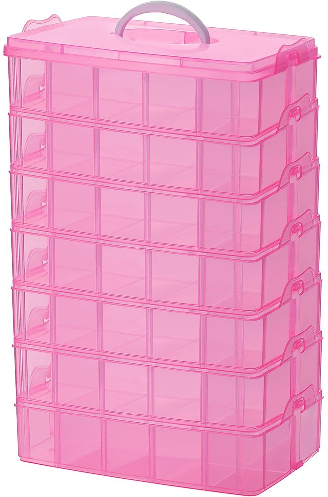 7-Layer Stackable Storage Container with 70 Adjustable Compartments