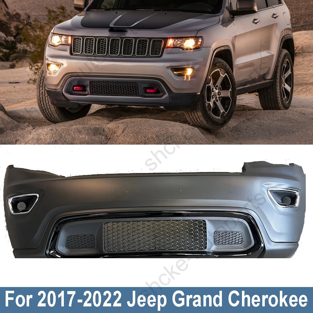 For 2017-2022 Jeep Grand Cherokee Complete Front Bumper Cover Lower Grille