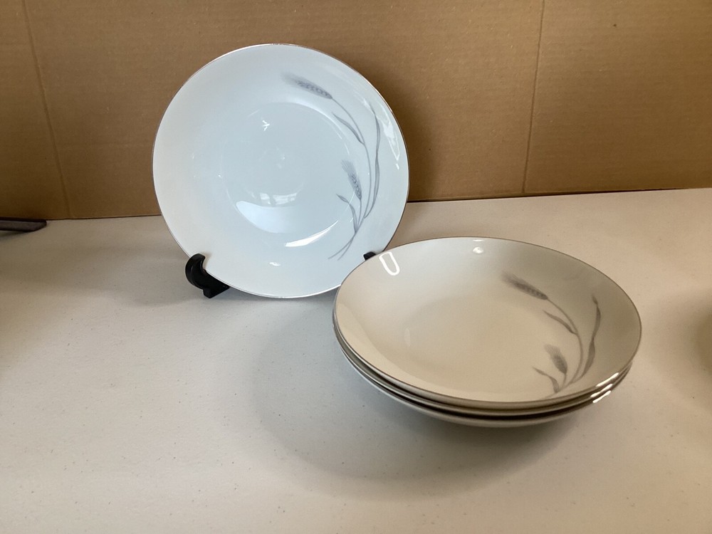 Johann Haviland Silver Wheat Coupe Soup Pasta Salad Bowls (4) Bavaria Germany