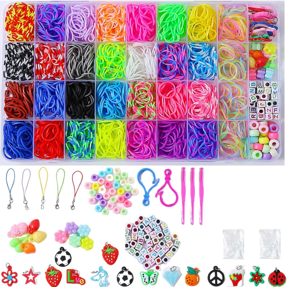 2500+ Colorful Rubber Band Bracelet Kit for Kids with Loom & Accessories
