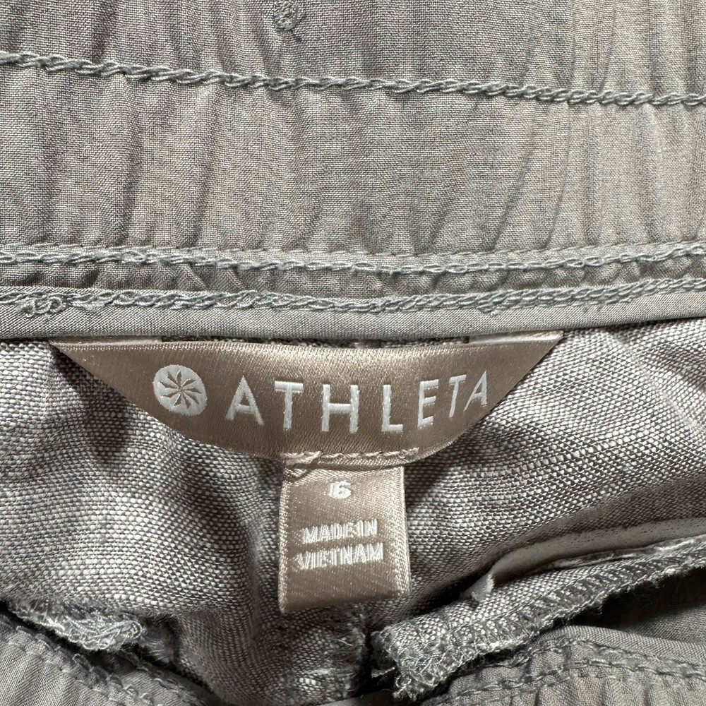 Athleta Women’s Gray Cabo Linen Elastic Waist Drawstring Jogger Pants Size 6