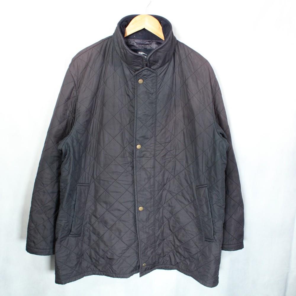 Burberry Quilted Jacket Mens XL Navy Sun Fade Full Zip Warm Lining Designer VTG