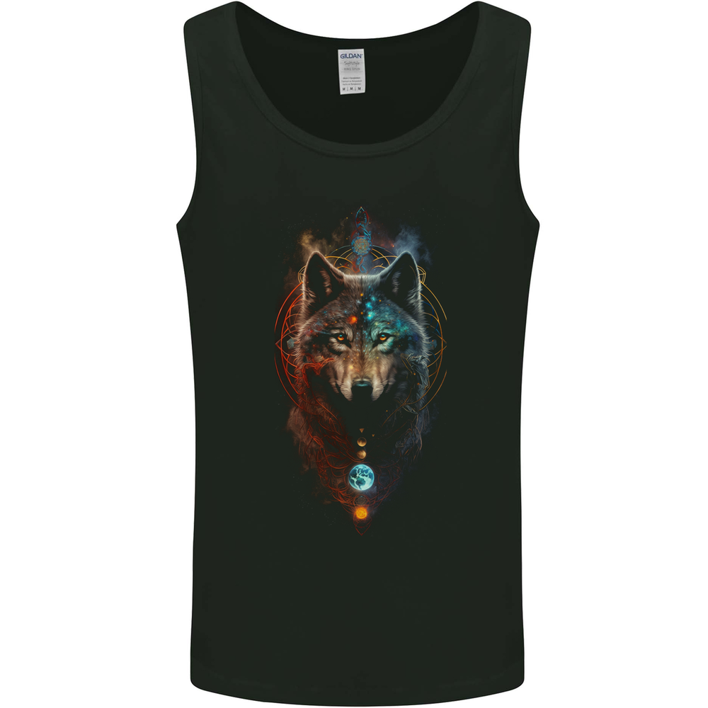 Dreamcatcher Wolf Spiritual Moon Phases Mens Vest Tank Top