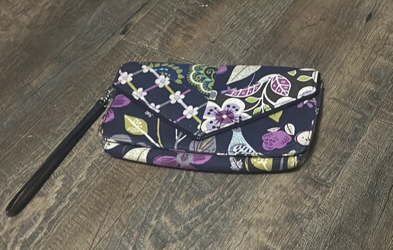 Vera Bradley FLORAL NIGHTINGALE Envelope Wallet Wristlet Purple/Blue/Green