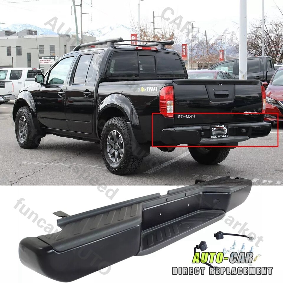 Black Rear Step Bumper Assembly For Nissan Frontier 05-21 W/O Sensor Hole