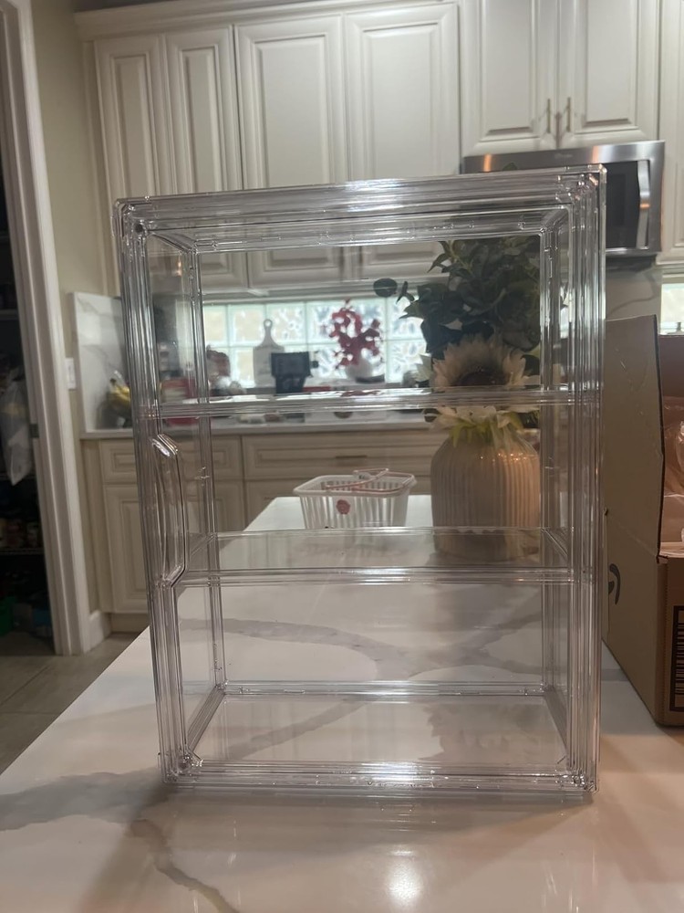 3 Tiers Clear Display Case for Figures Acrylic Storage Organizers Box with Magn